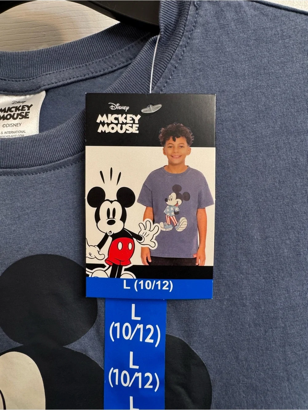 Disney Mickey Mouse Boys' Blue Patriotic Graphic Tee, Size L (10/12) New